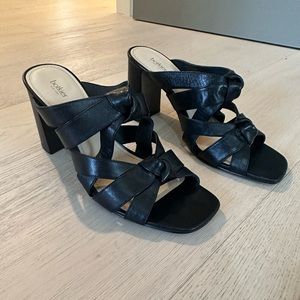 Botkier Black Leather criss cross Mule Heels 9.5